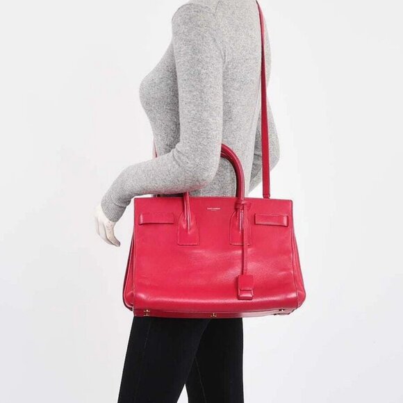 Yves Saint Laurent Pink Leather Small Sac de Jour Tote Bag - Picture 2 of 12